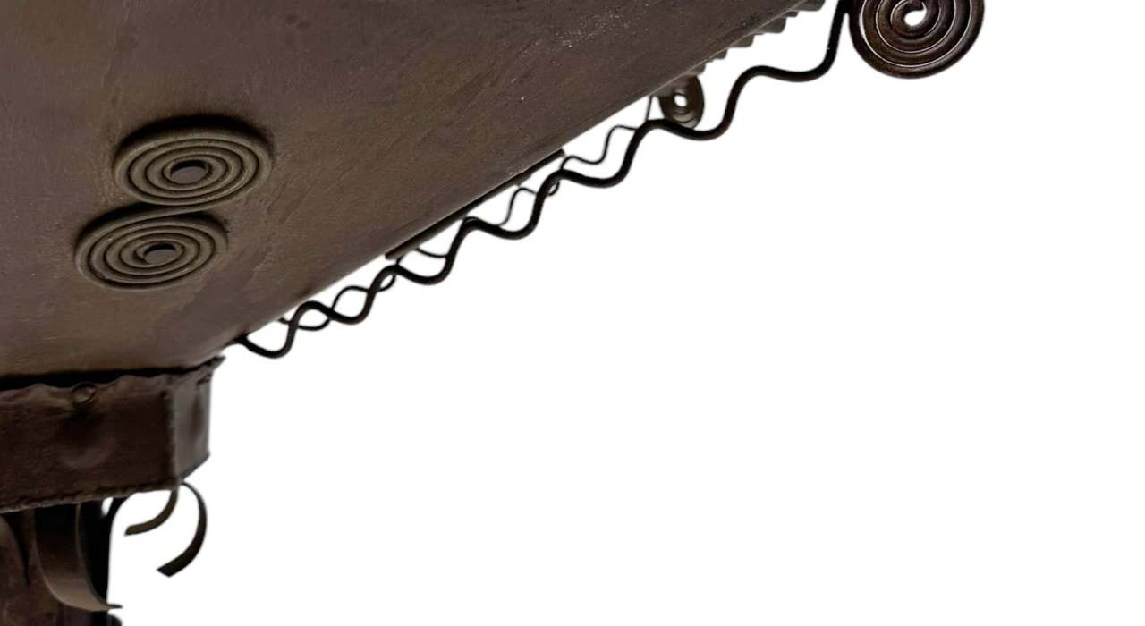 Art Deco Patinated Wrought Iron Floor Lamp, 1930s